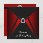 レッド ブラック バースデー パーティー 招待状 (正面/裏面)
