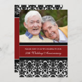 レッド ブラック フォト 50周年 パーティー 招待状 (正面/裏面)