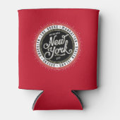 レッド、ブラック、ホワイトのニューヨーク市のテーマロゴ 缶クーラー (正面)