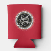 レッド、ブラック、ホワイトのニューヨーク市のテーマロゴ 缶クーラー (裏面)