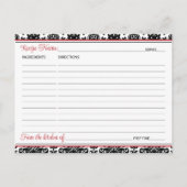 レッド、ブラック、ホワイトラブハートブライダルレシピカード ポストカード (裏面)