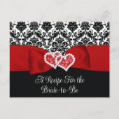 レッド、ブラック、ホワイトラブハートブライダルレシピカード ポストカード (正面)