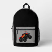 レッド&ブラック・ボーイズのモンスタパーソナライズされたートラック プリントバックパック (正面)