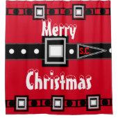 レッド・ブラック・メリークリスマス シャワーカーテン (正面)