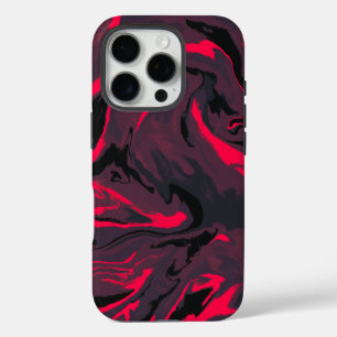 レッド ブラック 大理石 抽象 スマホケース iPhone 16 PROケース