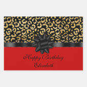 レッド・ブラック・金ゴールド・レオパード印刷のパーソナライエレガントズ ラッピングペーパーシート (正面3)