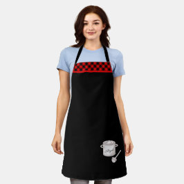レッド&ブラックPlaid Trim Chef'sポット パーソナライズされた エプロン