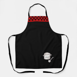 レッド&ブラックPlaid Trim Chef'sポット パーソナライズされた エプロン