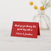 レッド・ブルゴーニュ&ホワイトありがとうござ結婚う プレイスカード (正面)