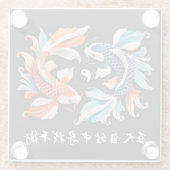 レッド&ブルーコイ繁栄陰陽 ガラスコースター (裏面)