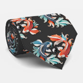 レッド&ブルーコイ繁栄陰陽 ネクタイ (ロール)