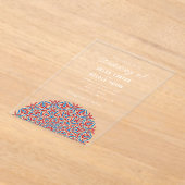 レッド&ブルーコーラルリーフマーブルストーンマンダラ結婚ズ アクリル招待状 (レイダウン)