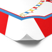 レッド&ブルーサーカスカーニバル誕生日ウェルカムサイン ポスター (角)