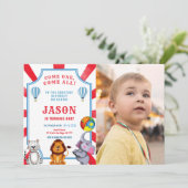 レッド&ブルーサーカスフォト招待状 招待状 (スタンド正面)