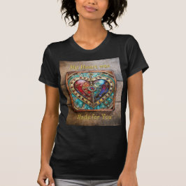 レッド&ブルーステンドグラスハート スチームパンクシリーズ Tシャツ
