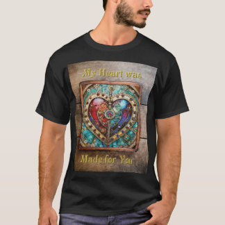 レッド&ブルーステンドグラスハート スチームパンクシリーズ Tシャツ