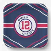 レッド&ブルースポーツテーマ紙プレート ペーパープレート (正面)