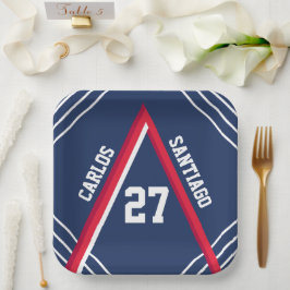 レッド&ブルースポーツテーマ紙プレート ペーパープレート