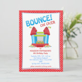 レッド+ブルーバウンシーハウスバースデーパーティーの招待 招待状 (スタンド正面)