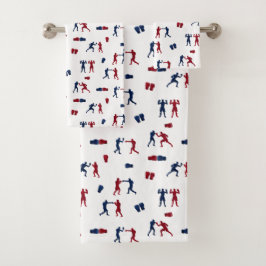 レッド&ブルーボクシンググローブボクサー バスタオルセット