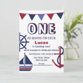 レッド&ブルーボーイズファースト誕生日航海の招待状 招待状 (スタンド正面)