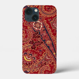 レッド ブルー イエロー ホワイト ヴィンテージ ペイズリー 花柄 iPhone 13 MINIケース