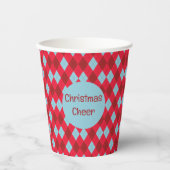 レッド ブルー & クリムソン クリスマス アーガイル 紙コップ (正面)