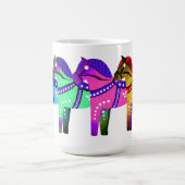 レッド/ブルー/ピンク/グリーン北欧フォークダラ馬 コーヒーマグカップ (中央)