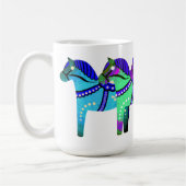 レッド/ブルー/ピンク/グリーン北欧フォークダラ馬 コーヒーマグカップ (左)