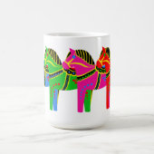 レッド/ブルー/ピンク/グリーン北欧フォークダラ馬 コーヒーマグカップ (中央)