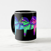 レッド/ブルー/ピンク/グリーン北欧フォークダラ馬 マグカップ (正面左)