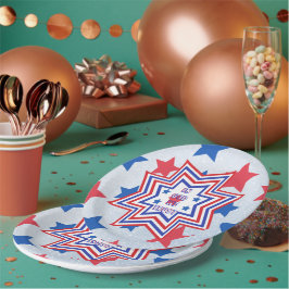 レッド、ブルー、ホワイトスターアメリカン・スローガン ペーパープレート