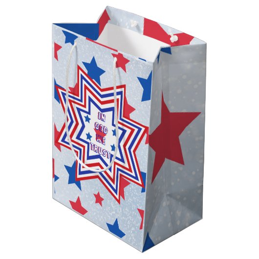 レッド、ブルー、ホワイトスターアメリカン・スローガン ミディアムペーパーバッグ (裏面アングル)