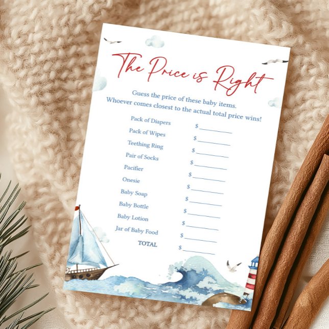 レッド ブルー 海事風 The Price Is Right ゲーム (Ahoy It’s A Boy Baby Shower The Price Is Right Game)