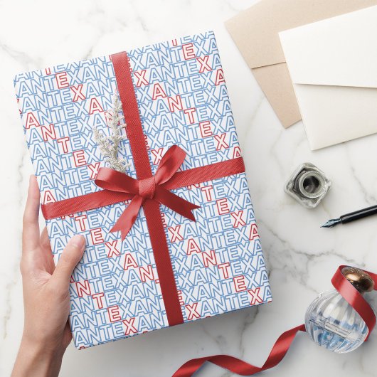 レッド&ブルーTEXANネオン ラッピングペーパー