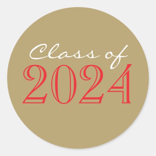 レッド&ブロンズ卒業封筒用シールシール ラウンドシール (正面)