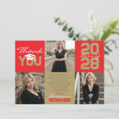 レッド&ブロンズ金ゴールド3写真卒業 招待状 (スタンド正面)