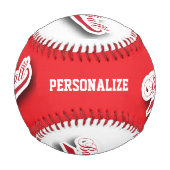レッド | ヘビーホワイト | 写真を持つ野球 野球ボール (裏面)