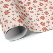 レッド+ベージュの田舎風スノーフレーク クリスマス ラッピングペーパー (ロールコーナー)
