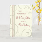 レッド&ベージュゴドドーター誕生日 カード (黄色い花)