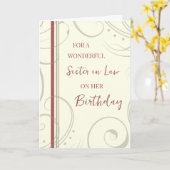 レッド&ベージュシスターinロー誕生日 カード (黄色い花)