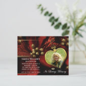 レッド ホリデー ハート フォト 哀悼 謝意 ポストカード (スタンド正面)