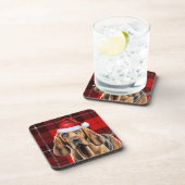 レッド・ホリデー・プレイド付きブラッドハウンド犬 コースター (右側)