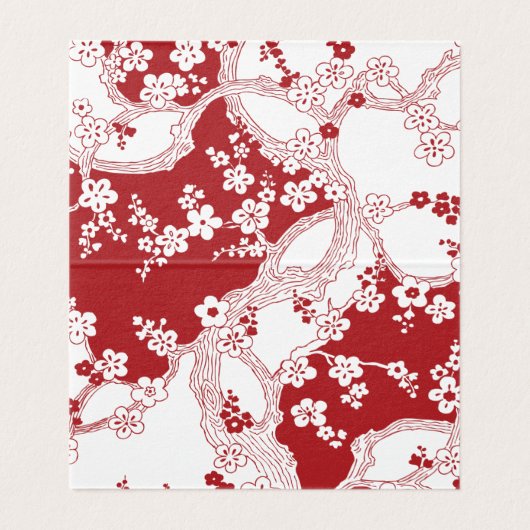 レッド&ホワイトさくらんぼブロッサムオリエンタル結婚ズ 名刺 (内部フラット)