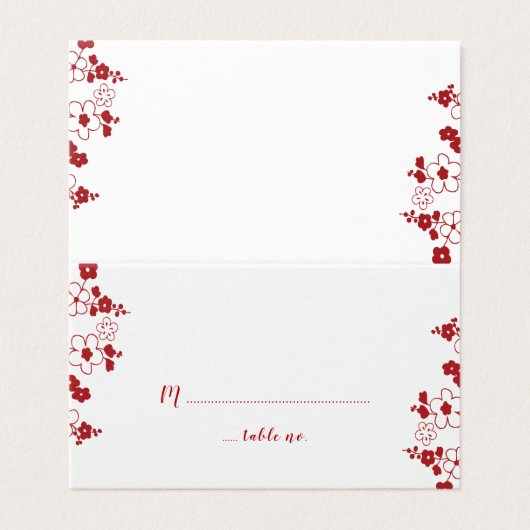 レッド&ホワイトさくらんぼブロッサムオリエンタル結婚ズ 名刺 (外部フラット)