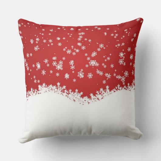 レッド&ホワイトのクリスマスススススノー装飾用クッション クッション (裏面)