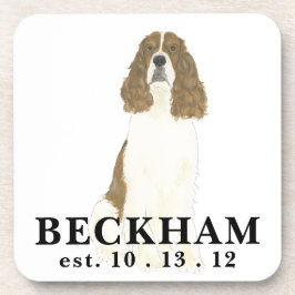 レッド&ホワイトイングリッシュスリンガースパニエル犬 コースター