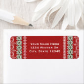 レッド&ホワイトウィンターレースエレガントホリデーパーティー ラベル (インサイチュ)
