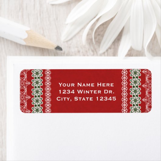 レッド&ホワイトウィンターレースエレガントホリデーパーティー ラベル (インサイチュ)