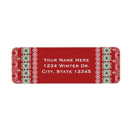 レッド&ホワイトウィンターレースエレガントホリデーパーティー ラベル (正面)